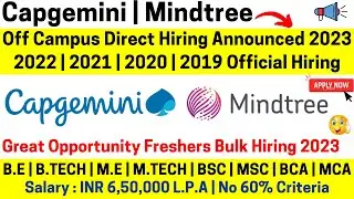 Capgemini Mindtree Off Campus Direct Hiring Started For 2023 2022 | 2021 | 2020 | 2019 BATCH 6.5 LPA