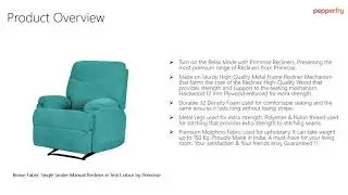 Beave Fabric Single Seater Manual Recliner in Teal Colour - Pepperfry