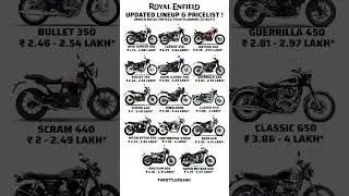 2025 ROYAL ENFIELD UPDATED LINEUP & PRICE LIST#royalenfield #continentalgt650 #classic350 #hunter