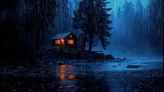 Rain Sounds for Sleep ASMR 🌧️ Night Cabin, Forest Rain & Water Ambience