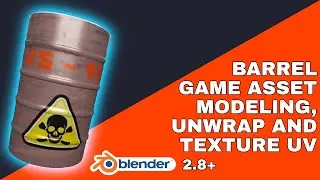 🆕 Blender 3D Low Poly Barrel Game Asset Tutorial | Blender easy UV unwrapping