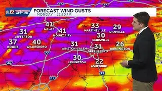 Strong cold front brings gusty winds and falling temperatures on Monday
