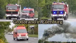64 Baucontainer in Vollbrand - Einsatzfahrten zum Großbrand in Eilenburg bei Model Sachsen Papier