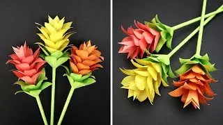 How to Make Beautiful Paper Stick Flower (Siam Tulip) | Making Paper Flowers Step by Step