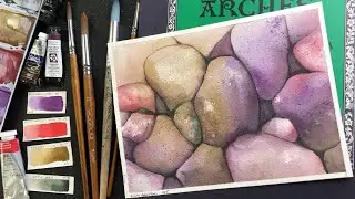 Rocks & Pebbles in WATERCOLOR - relaxing painting process - 405