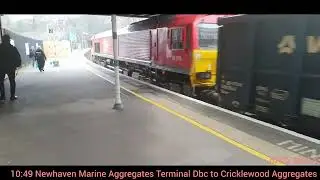 DB Cargo 66015 at Lewes Working 6Z26 Newhaven Marine Aggregates Terminal to Cricklewood Aggregates 