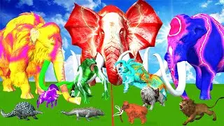 The Ultimate Battle 45 Wild Animals Mammals vs GIGA T-REX Dinosau Epic Run Zigzag Down Course Outsid