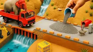 DIY Mini Tractor Builds a Strong Brick Bridge After a Crocodile Destroyed It 🐊 | Science Project