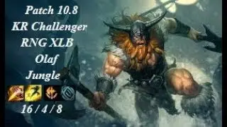 RNG XLB - Olaf Jungle vs Lee Sin - KR Challenger 1053 LP - Patch 10.8
