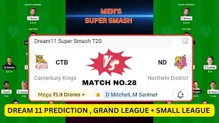 CTB vs ND DREAM11 || ND vs CTB DREAM11 PREDICTION || Northern District Vs Canterbury Kings