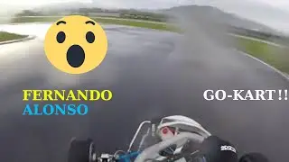 Fernando Alonso driving Go-Kart on WET TRACK
