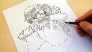 How to Draw a beautiful couple Hugging each other easy step by step