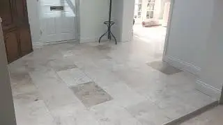 Travertine stone floor lippage removal, full grind and polish