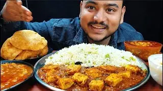 Paneer Butter Masala, Matar Pulao & Puri 😋🔥 | Chole Boondi Raita Mukbang India