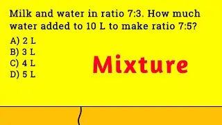 Milk and water in ratio 7:3. How much water added to 10 L to make ratio 7:5?