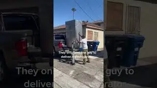 This place sent one guy!! #delivery #refrigerator #deliveryguy