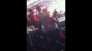 Drunk Lady falling at braves game
