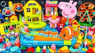 ASMR Unboxing PEPPA PIG Slide Water Sink Amusement Park Super Playground Toy Playset😍Satisfying Toy