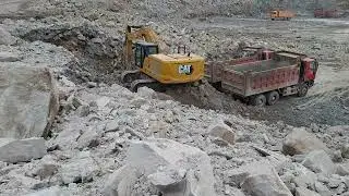 Extreme Excavation: CAT 336 Handles Giant Stone with Ease!#excavator #operator #automobile