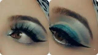eye makeup tutorial💅| blue silver contrast makeup @SaraBeautyCorner
