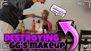 DESTROYING MY GIRLFRIENDS MAKEUP PRANK!!