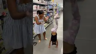 Dad catches daughter doing a bridge kick over in the store #shorts