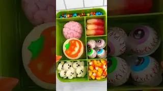 Packing School Lunch with CANDY Food *Bento Box* Satisfying Video ASMR! #asmr #candy 🎃👻🍭