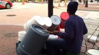 Jazz Street Drummer on Buckets!  Washington DC