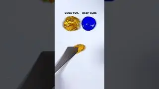 Gold Foil + Deep Blue = &hellip; #colormixing #paintmixing #tappingsounds #asmrart #satisfying #gold