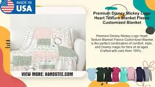 Premium Disney Mickey Logo Heart Texture Blanket Fleece Customized Blanket