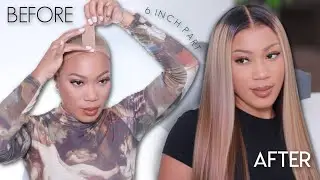 ASH BLONDE HIGHLIGHT WIG INSTALL | DARK BROWN ROOTS