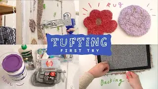 【TUFTING🐶】初タフティング＆裏地を貼る/First tufting/Backing&Finishing