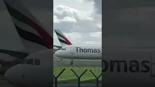 Emirates a380 landing at Manchester airport
