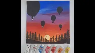 Hot Air Balloon Sunset Painting