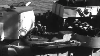 Destroyer USS Murphy, carrying King Ibn Saud's Royal Party, ties up to the Cruise...HD Stock Footage