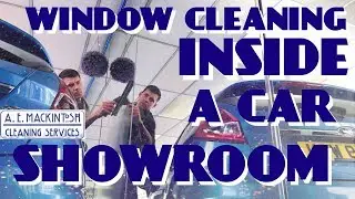 Window Cleaning Inside At A Car Showroom