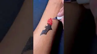 Minimal Bat Tattoo Design 🦇 | Temporary Gel Pen Tattoo Art..#tattoo #art #batman