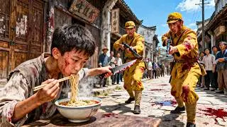 日軍囂張欺辱吃麵男孩，不料男孩竟是功夫高手，一根筷子秒殺所有日軍！#中國功夫 #kungfu #動作 #抗日