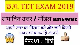 Cg tet model Answer 2019 / paper 01/ hindi