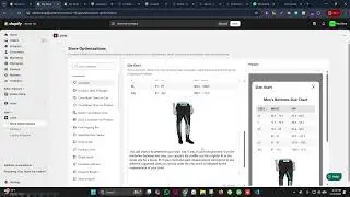 shopify size chart