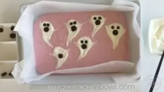 Spooky Frozen Strawberry Yoghurt Bark