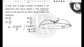 A man fires a large number of bullets in all directions with same speed u. The maximum area on t....