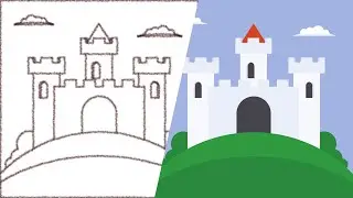 Create a Flat Design Castle on the Mountain Illustration with Inkscape