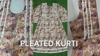 Latest Floral Lace Pleated Kurti Design Cutting & Stitching | Easy Method | Trending Kurti 2026