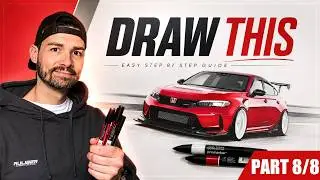 How To Draw a Honda Civic Type R Step By Step Part 8/8