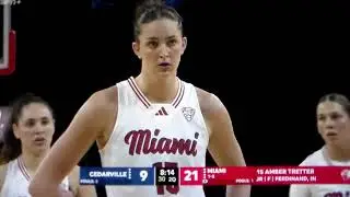 Miami(Ohio) women's b-ball's Amber Tretter hits basket, fouled, hits free throw vs. Cedarville
