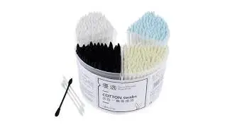 500pcs Double Q-Tip/ Pointed Tip Cotton Swab Ear Cleaner Makeup Cotton Swabs with Storage Case