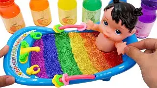 Bathtub Mixing Random Cute Slime | Rainbow Pinkfong Slime Mixing | Bon Bon Media