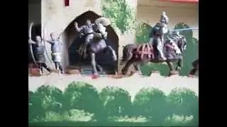 1960s Britains Swoppet Toy Soldier  Knights in a Gee Bee Toys Wooden Castle Diorama