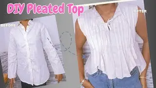 DIY Thrift Flip: Button Up Shirt to Pleated Babydoll Top